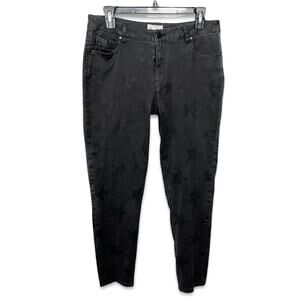 For The Republic Shimmer Stars Jeans Womens Sz 6 Black 5 Pocket Skinny Stretch